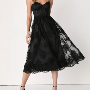 Lulu's "My darling black lace bustier midi dress"